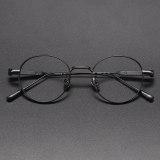 Round Titanium Glasses LE1263_Matte Black & Silver Front View