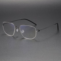 Geometric Titanium Glasses LE1246_Black & Silver
