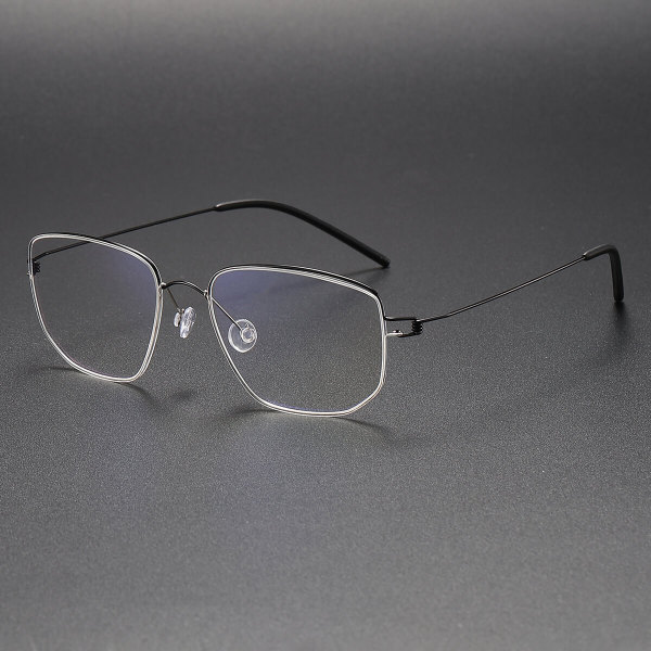 Geometric Titanium Glasses LE1246_Black & Silver