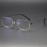 Rectangle Titanium Glasses LE1280_Black & Silver