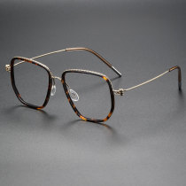 Geometric Titanium Glasses LE1253_Tortoise & Gold