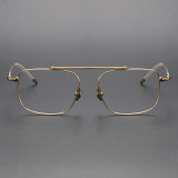 Square Titanium Glasses LE1270_Gold Front View