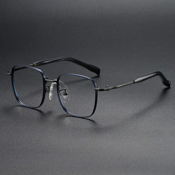 Square Titanium Glasses LE1277_Blue & Silver