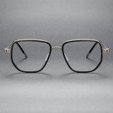 Geometric Titanium Glasses LE1253_Black & Gold Front View