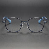 Square Titanium Glasses LE1258_Blue Front View