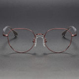 Round Titanium Glasses LE1261_Red Front View