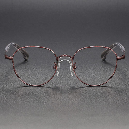 Round Titanium Glasses LE1261_Red