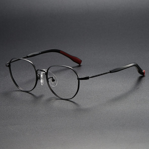 Round Titanium Glasses LE1261_Black
