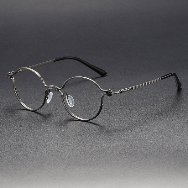 Round Titanium Glasses LE1278_Gunmetal