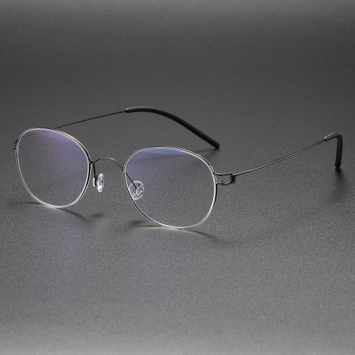 Oval Titanium Glasses LE1271_Gunmetal