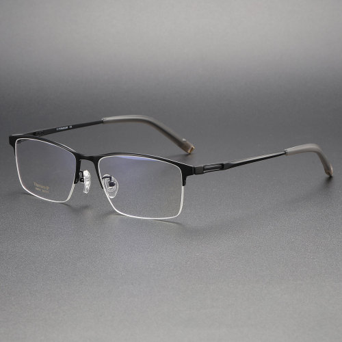 Half Rim Titanium Glasses LE1273_Black