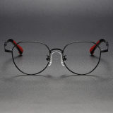 Round Titanium Glasses LE1261_Black Front View