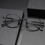 Round Titanium Glasses LE1263_Matte Black & Silver