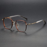Square Titanium Glasses LE1277_Tea & Gold