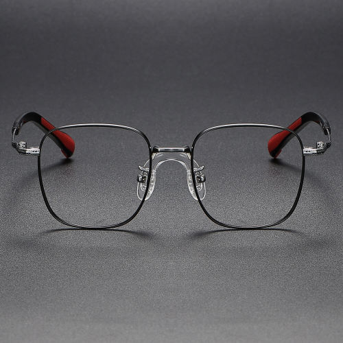 Square Titanium Glasses LE1277_Black & Silver