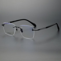 Rimless Titanium Glasses LE1260_Black Rimless Titanium Glasses LE1260_Black