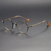 Geometric Titanium Glasses LE1254_Black & Gold