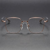 Square Titanium Glasses LE1277_Rose Gold Front View