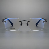 Rimless Titanium Glasses LE1260_Black Front View