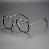 Geometric Titanium Glasses LE1253_Black & Gold