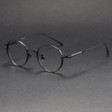Round Titanium Glasses LE1263_Matte Black & Silver
