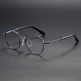 Round Titanium Glasses LE1261_Blue