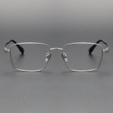 Rectangle Titanium Glasses LE1262_Silver Front View