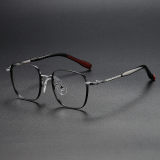 Square Titanium Glasses LE1277_Black & Silver
