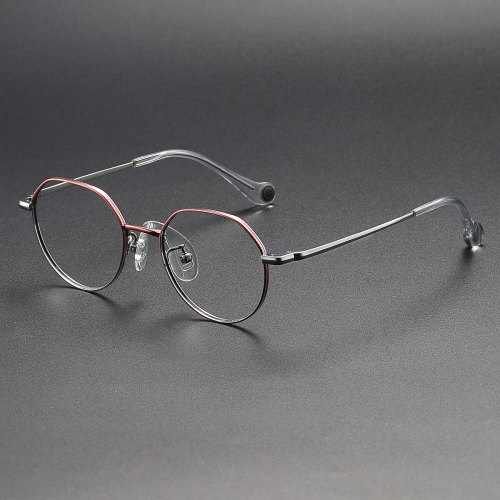 Geometric Titanium Glasses LE1254_Pink & Silver