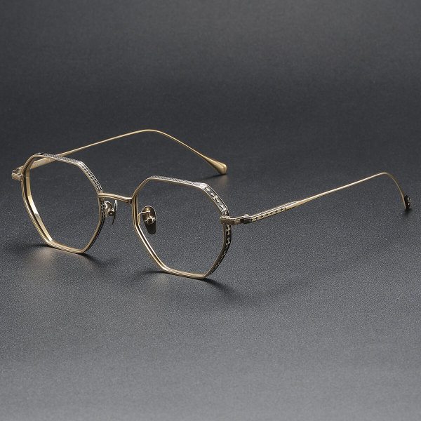 Geometric Titanium Glasses LE1259_Black & Gold