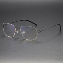 Geometric Titanium Glasses LE1246_Black & Gold
