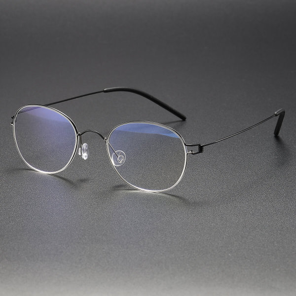Oval Titanium Glasses LE1271_Black & Silver