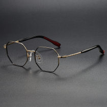 Geometric Titanium Glasses LE1268_Black & Gold