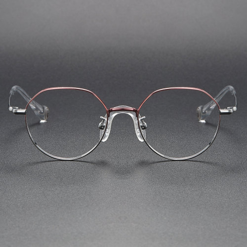 Geometric Titanium Glasses LE1254_Pink & Silver