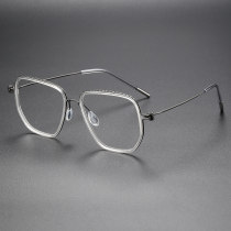 Geometric Titanium Glasses LE1253_Clear & Gunmetal