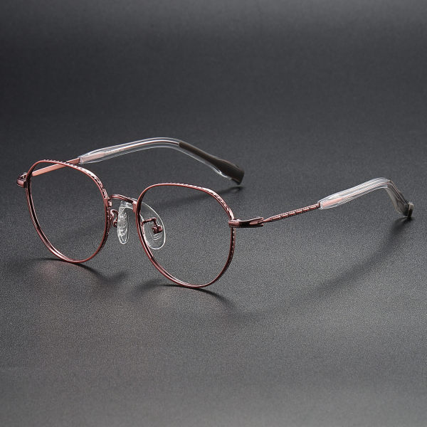 Round Titanium Glasses LE1261_Red