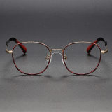 Square Titanium Glasses LE1258_Red & Gold