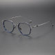 Round Titanium Glasses LE1279_Blue Tortoise & Silver