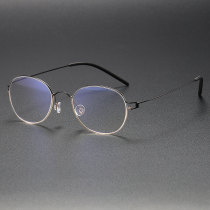 Oval Titanium Glasses LE1271_Black & Gold Oval Titanium Glasses LE1271_Black & Gold