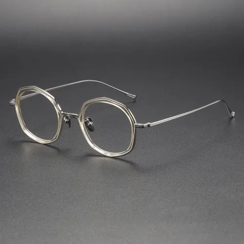 Geometric Titanium Glasses LE1255_Champagne Silver