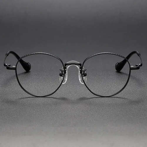 Round Titanium Glasses LE1257_Black