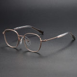 Square Titanium Glasses LE1258_Coffee - Rose Gold