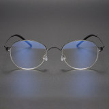 Oval Titanium Glasses LE1271_Black & Silver Front View