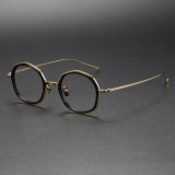Geometric Titanium Glasses LE1255_Black - Gold