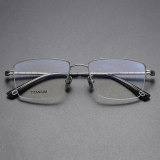 Half Rim Titanium Glasses LE1251_Silver Front View