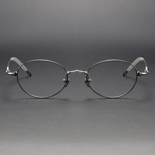Oval Titanium Glasses LE1215_Black & Silver