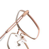 Geometric Titanium Glasses LE1231_Coffee & Rose Gold