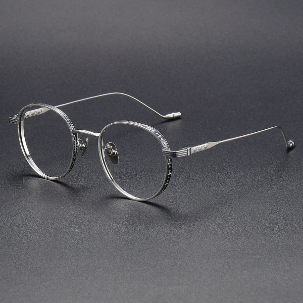 Round Titanium Glasses LE1162_Blue & Silver