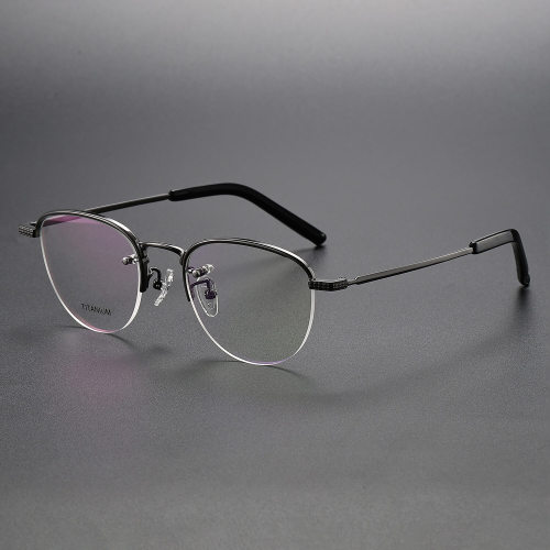 Half Rim Titanium Glasses LE1229_Gunmetal