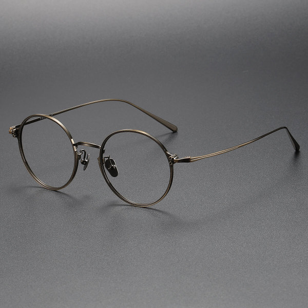 Round Titanium Glasses LE1217_Bronze